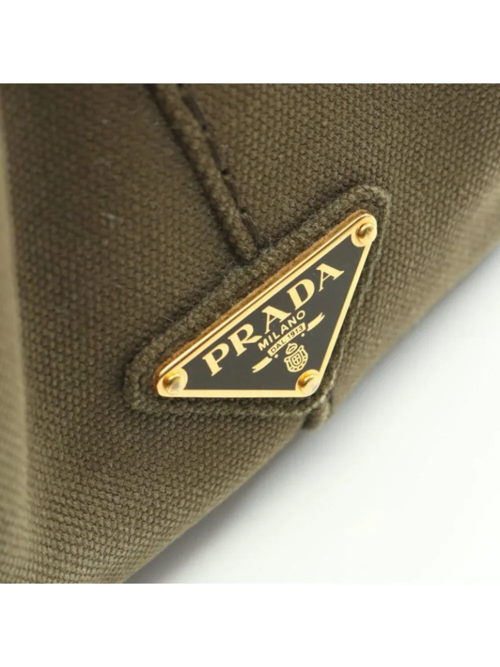 Prada Tote Canapa Khaki Canvas Mini